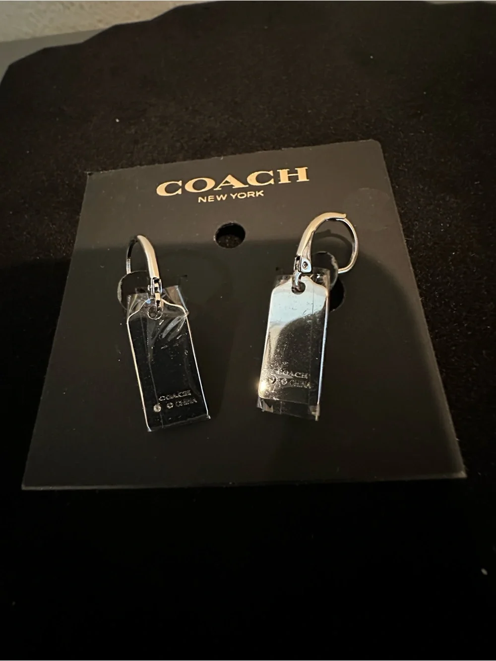 Coach Silver Hangtag Logo earrings - Picture 3 of 3